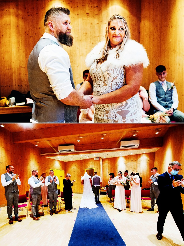 Ceremony at the wedding chapel in Blackpool.