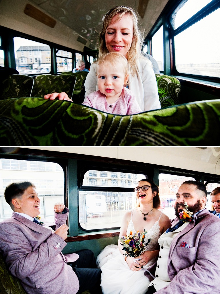 wedding guests on a blackpool tram